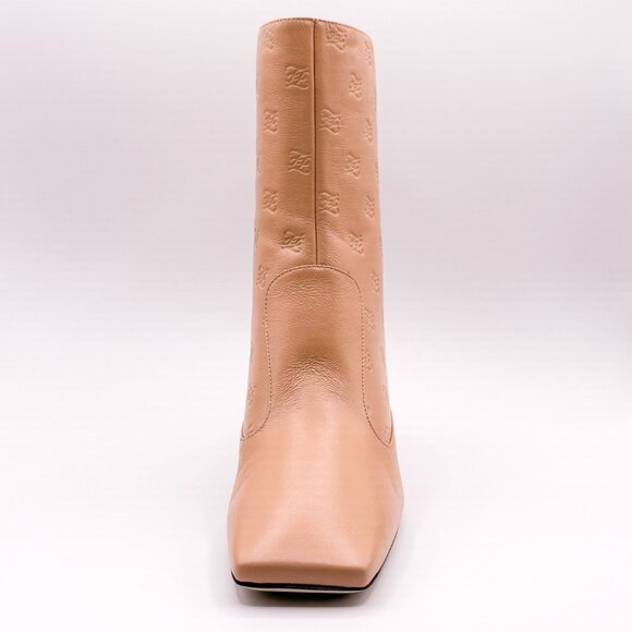 Brand New Fendi FFreedom 65 Logo Printed Leather Boots in Neutral Pink, Size 38 - Picture 5 of 11